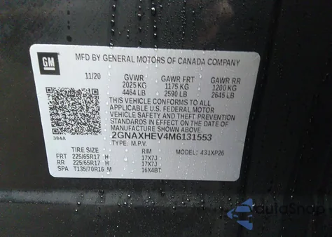 2021 Chevrolet Equinox Ls from USA, damaged, VIN 2GNAXHEV4M6131553